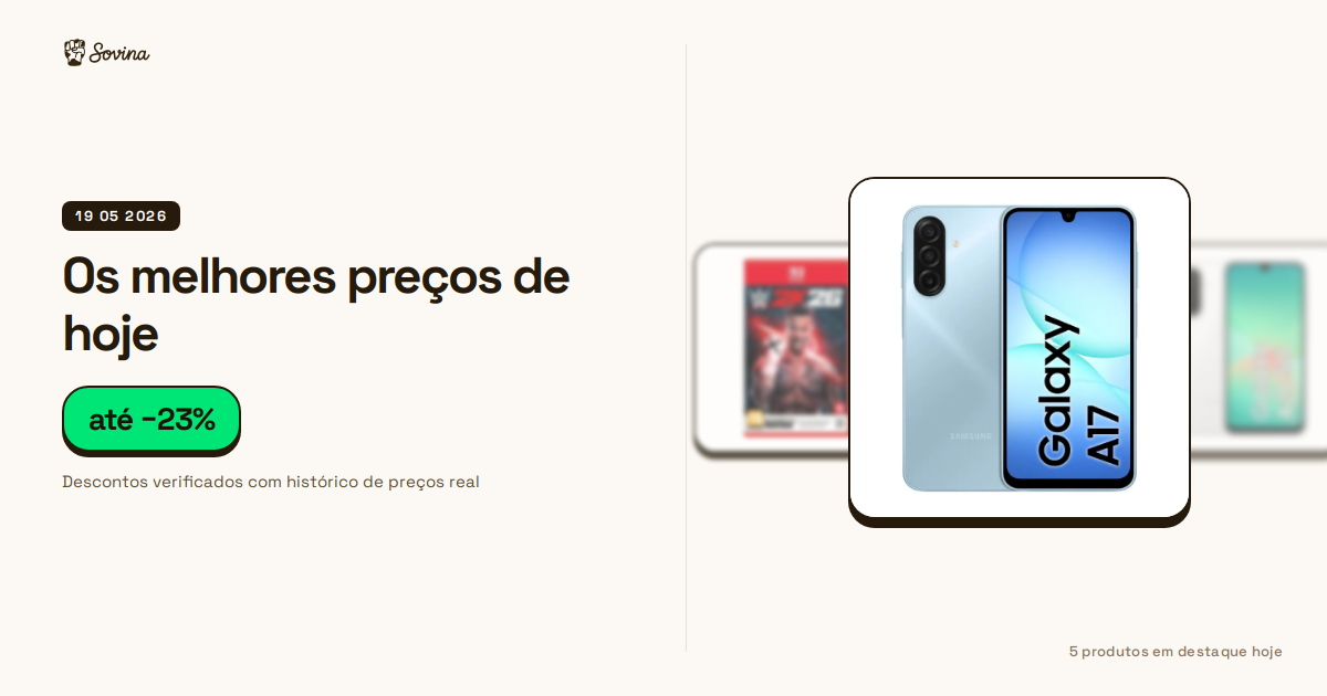 Seleção de smartphones Samsung e jogo WWE 2K26 monitorizados pelo Sovina com baixas de preço