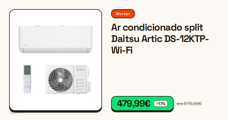 Unidade interior de ar condicionado split Daitsu branca