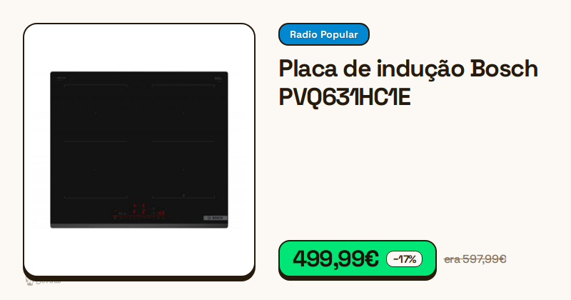 Placa de indução Bosch preta com quatro zonas de cozedura