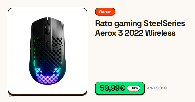 Rato gaming SteelSeries Aerox 3 preto com estrutura perfurada