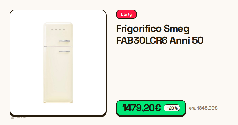 Frigorífico Smeg estilo retro Anni 50 na cor creme.