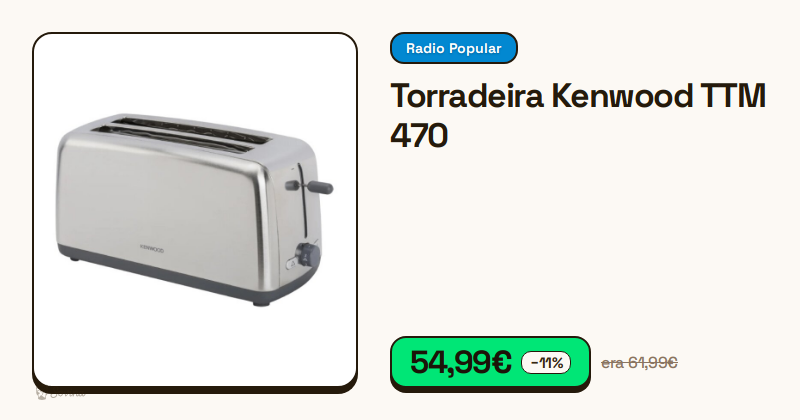 Torradeira Kenwood TTM 470 prateada de duas ranhuras