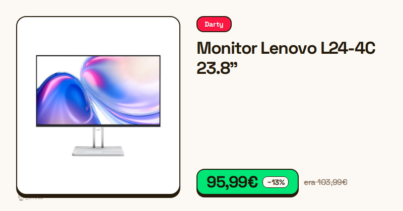 Monitor Lenovo L24-4C de 23.8 polegadas com moldura fina