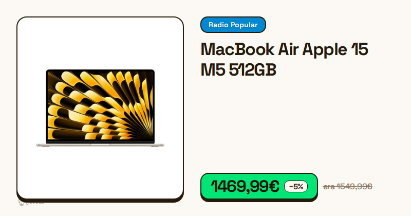 Portátil Apple MacBook Air de 15 polegadas