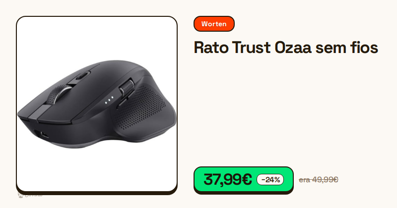 Rato sem fios Trust Ozaa na cor preta com design ergonómico