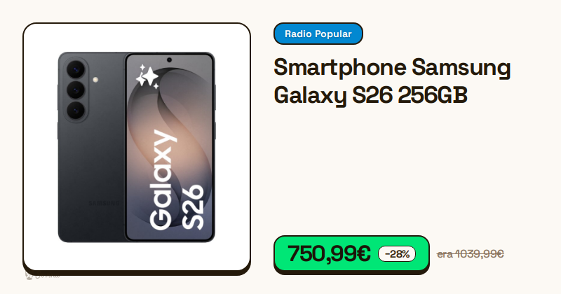 Smartphone Samsung Galaxy S26 preto de 256GB