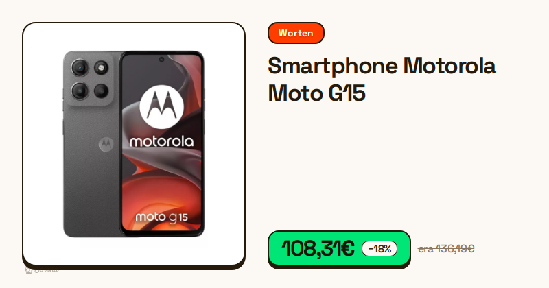 Smartphone Motorola Moto G15 cinzento de frente