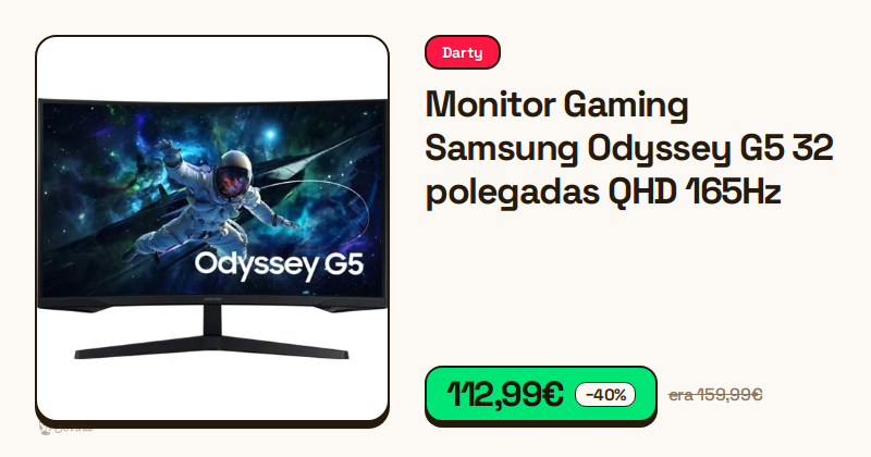 Monitor gaming curvo Samsung Odyssey G5 de 32 polegadas