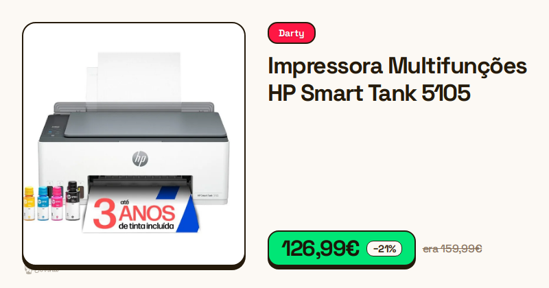 Impressora multifunções HP Smart Tank 5105