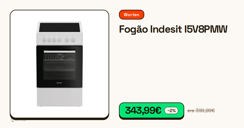 Fogão Indesit branco com placa vitrocerâmica