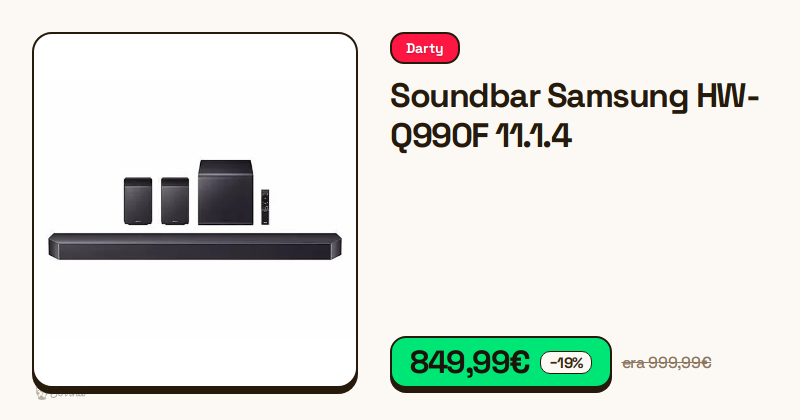 Soundbar Samsung HW-Q990F com subwoofer e colunas traseiras