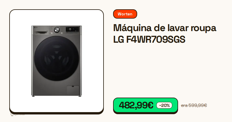 Máquina de lavar roupa LG F4WR709SGS de 9 kg em inox