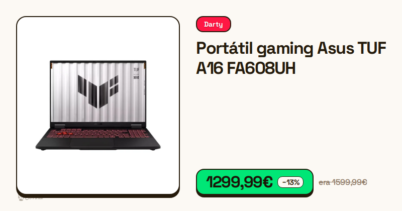 Portátil gaming Asus TUF A16 aberto