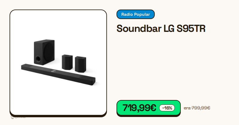 Soundbar LG S95TR com colunas traseiras e subwoofer