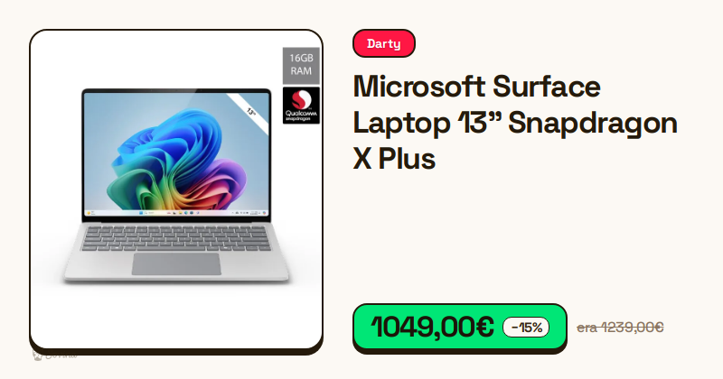 Portátil Microsoft Surface Laptop 13 polegadas cor platina aberto.
