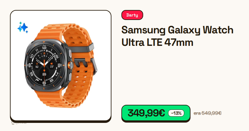 Smartwatch Samsung Galaxy Watch Ultra com bracelete laranja.