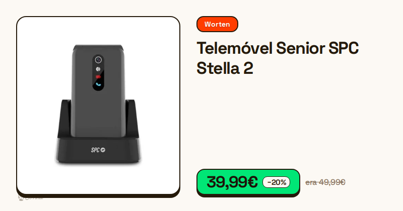 Telemóvel para seniores SPC Stella 2 com teclado físico e ecrã de 2.4 polegadas.