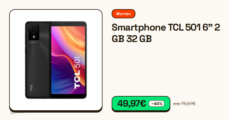 Smartphone TCL 501 na cor preta visto de frente