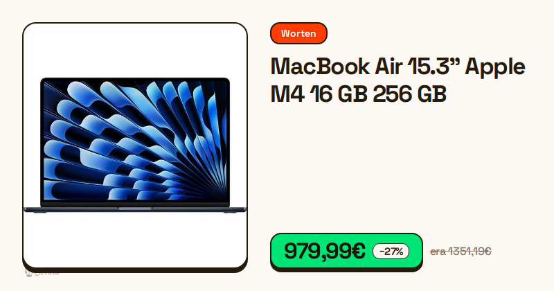 MacBook Air 15.3 polegadas na cor meia-noite aberto