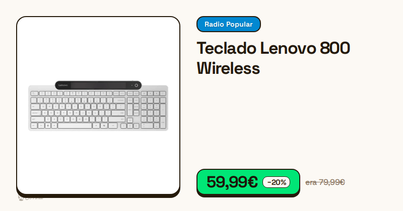 Teclado sem fios Lenovo 800 de cor preta