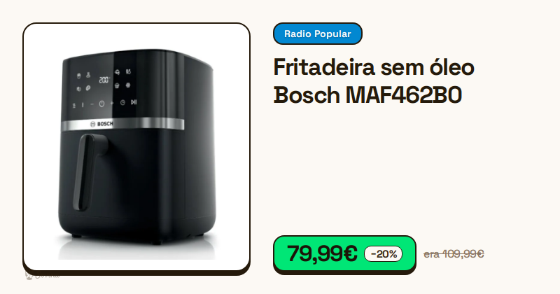 Fritadeira sem óleo Bosch MAF462B0 de cor preta vista de frente