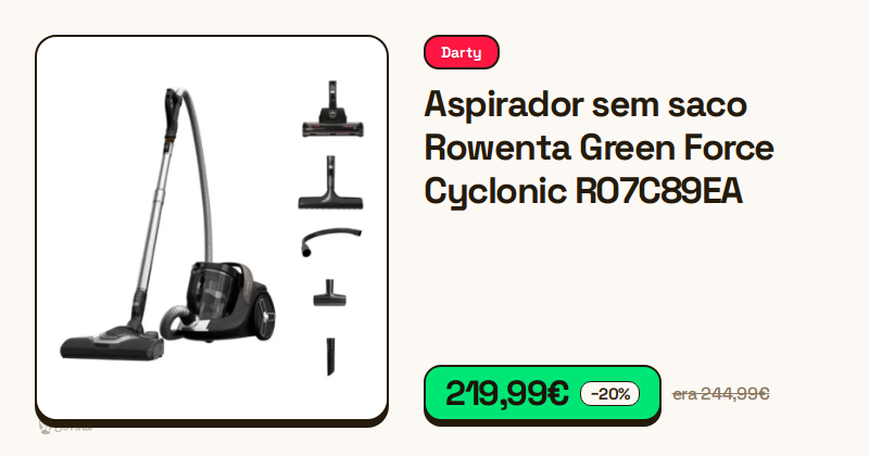 Aspirador sem saco Rowenta Green Force Cyclonic RO7C89EA