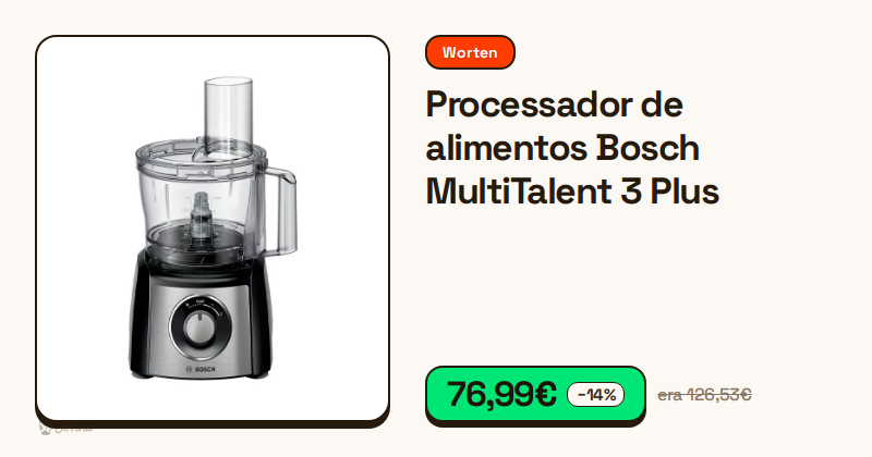 Processador de alimentos Bosch MultiTalent 3 Plus com os seus acessórios