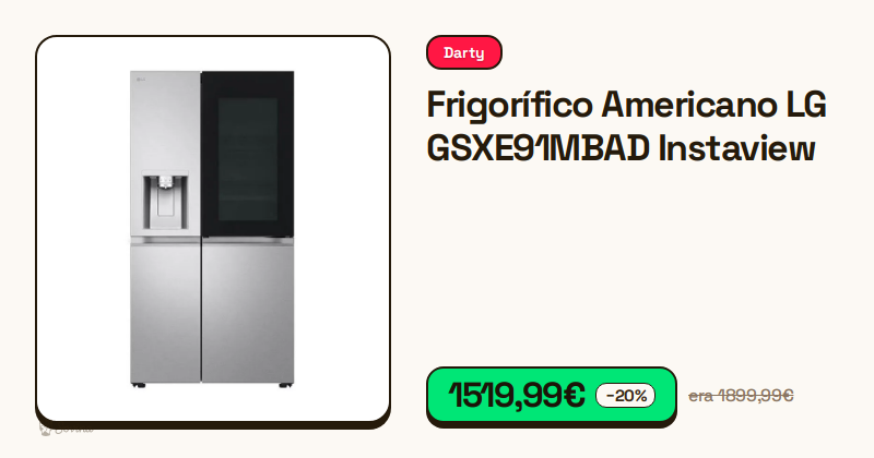 Frigorífico americano LG de duas portas em inox com painel Instaview.