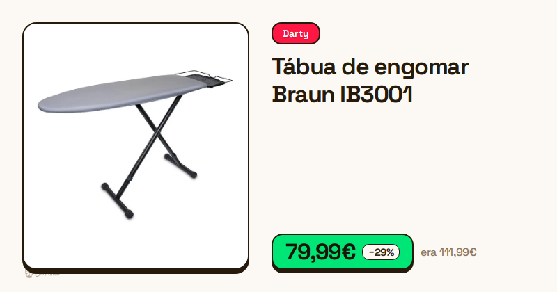 Tábua de engomar Braun IB3001 com estrutura preta