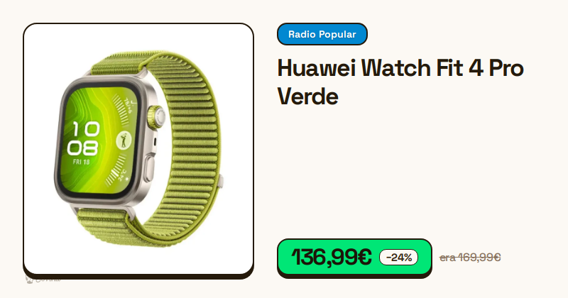 Smartwatch Huawei Watch Fit 4 Pro na cor verde