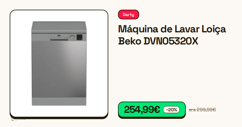 Máquina de lavar loiça Beko de 60 cm em aço inoxidável.