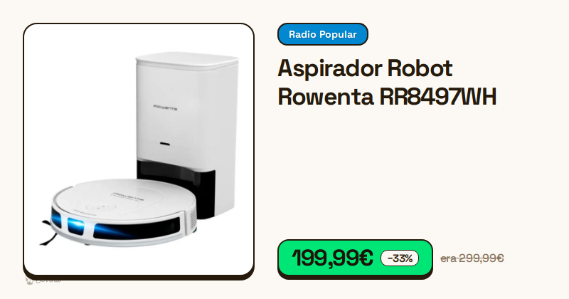 Aspirador robot Rowenta RR8497WH em tons de cinzento