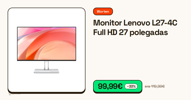 Monitor Lenovo L27-4C de 27 polegadas cinzento ligado
