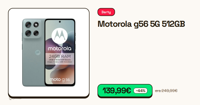 Smartphone Motorola g56 5G cor cinza visto de frente