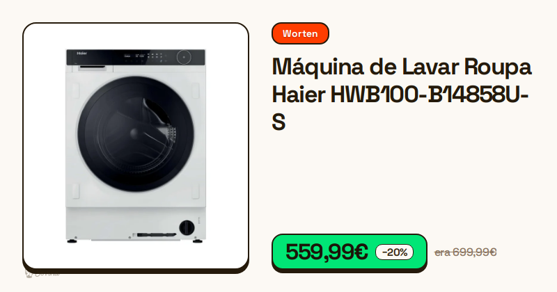 Máquina de lavar roupa Haier branca vista de frente