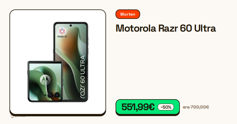 Smartphone dobrável Motorola Razr 60 Ultra na cor preta.