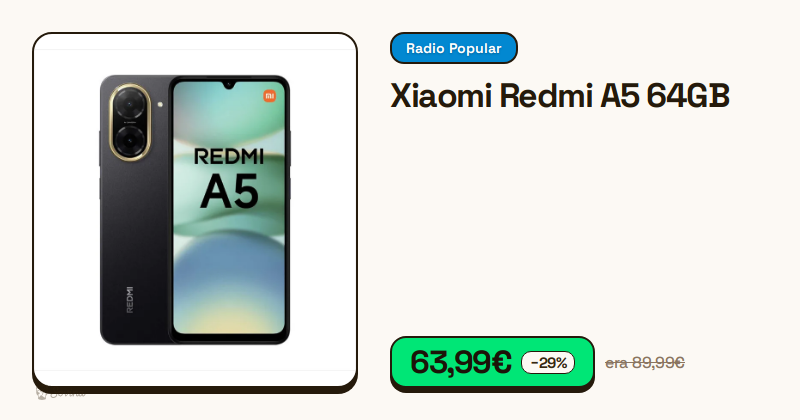 Smartphone Xiaomi Redmi A5 na cor preta.