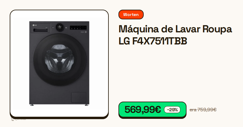 Máquina de lavar roupa LG de 11 kg com acabamento em preto