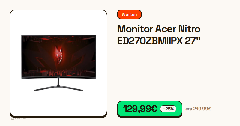 Monitor curvo Acer Nitro ED270ZBMIIPX de 27 polegadas