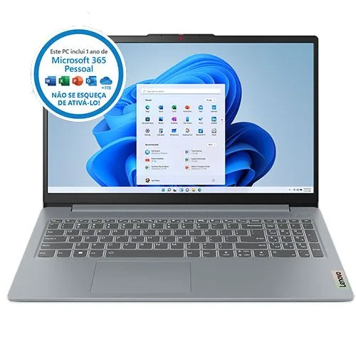 Computador Portátil Lenovo IdeaPad Slim 3 15IAN8-538  | 15.6'' | Intel® N100 | Intel® UHD | 4 GB | 128GB UFS + Microsoft 365 Pessoal - 1 Ano