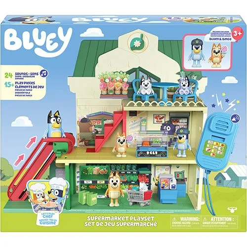 Conjunto de brinquedos Bluey Supermarket 3 andares, figuras, sons e acessórios 18918 Moosep25pn