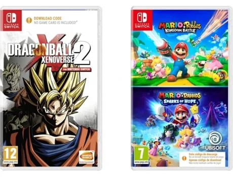 Jogo Nintendo Switch Dragon Ball Xenoverse 2 + Mario Rabbids (Código de Descarga na Caixa)