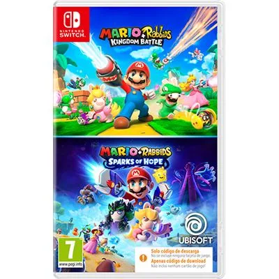 Jogo Nintendo Switch Mario Rabbids Kingdom Battle + Mario Rabbids Sparks Of Hope (Código de Descarga na Caixa)