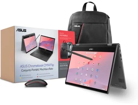 Pack Portátil ASUS Chromebook CM1402FM2A (14'' - MediaTek Kompanio 520 - RAM: 8 GB - 128GB eMMC- ARM Mali-G52 MC2) + Mochila + Rato
