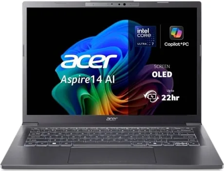 Portátil ACER Aspire 14 AI A14-52M (14'' - Intel Core Ultra 7 258V - RAM: 32 GB - 1TB SSD - Intel Arc Graphics)