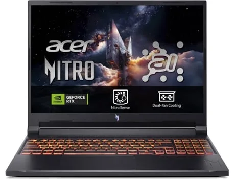 Portátil Gaming ACER Nitro V 16 AI ANV16-42-R21Y (AMD Ryzen 7 260 - NVIDIA GeForce RTX 5050 - RAM: 16 GB - 1 TB SSD - 16'')