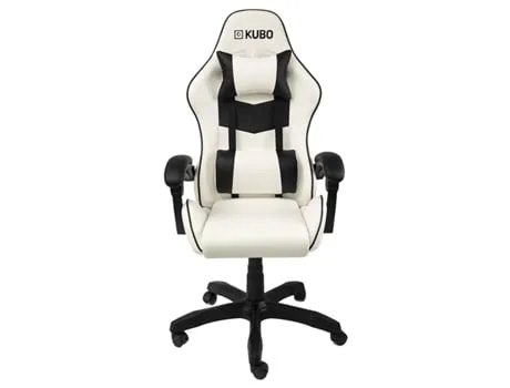 CADEIRA GAMING KUBO BRANCA E PRETA (Até 130 kg - Elevador a Gás Classe 3)