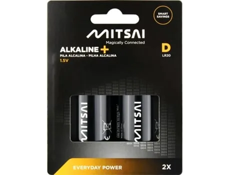 Pilhas Alcalinas MITSAI D (2 Unidades)