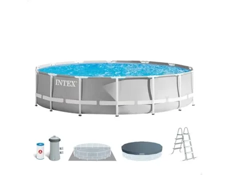 Piscina Tubular com Filtro e Escada INTEX Prisma Frame Redonda (4 Pessoas - 427x107cm - 12.706L)