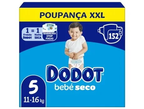 Fraldas Bebé Seco 11-16kg T5 DODOT emb. 152 un